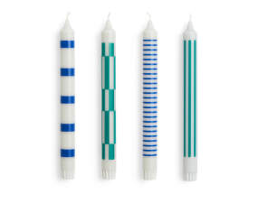 Svíčky Pattern Candle set 4ks, light grey/blue/green