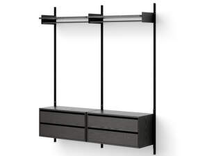 Policová sestava Wardrobe Shelf Cabinet w. Drawers, black ash/black