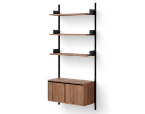 Policová sestava Wall Shelf 1900 Cabinet Low w. Doors, walnut/black