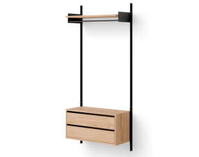 Policová sestava Wardrobe Shelf Cabinet w. Drawers 1, oak/black