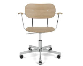 Kancelářská židle Co Task Chair s područkami, polished aluminium/natural oak