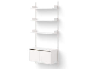 Policová sestava Wall Shelf 1900 Cabinet Low w. Doors, white/white