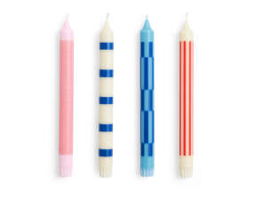Svíčky Pattern Candle set 4ks, pink/red/blue