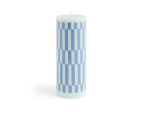 Svíčka Column Candle Large, light blue and dusty blue check