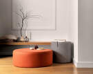 Pouf Folk Wide, terracotta wool