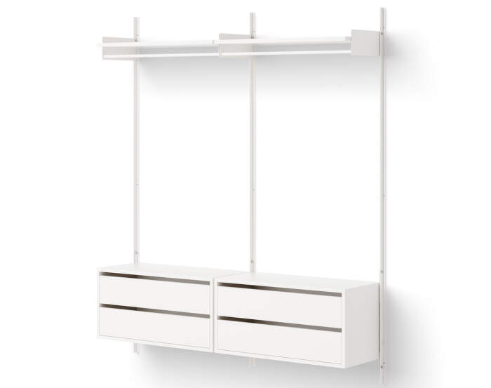 Policová sestava Wardrobe Shelf Cabinet w. Drawers, white/white