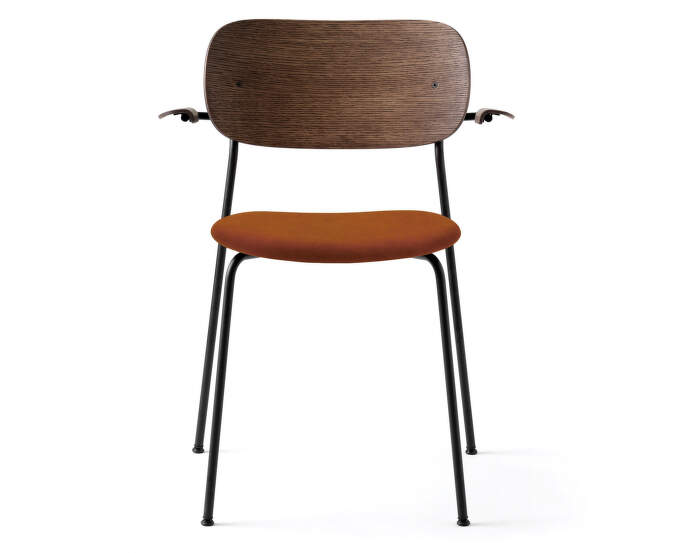 Audo Co Chair with armrest, dark oak, upholstered