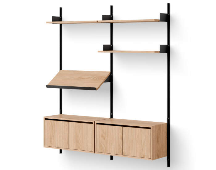 Policová sestava Living Shelf Cabinets Low w. Doors, oak/black