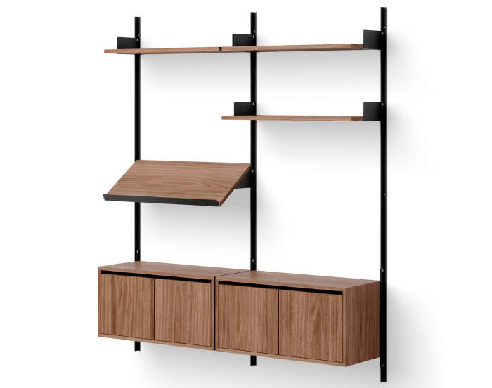 Policová sestava Living Shelf Cabinets Low w. Doors, walnut/black