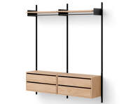 Policová sestava Wardrobe Shelf Cabinet w. Drawers, oak/black