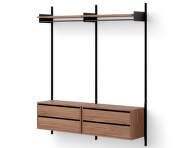 Policová sestava Wardrobe Shelf Cabinet w. Drawers, walnut/black