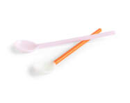 Skleněné lžičky Glass Spoons Duo set 2ks, light pink and bright orange