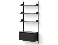 Policová sestava Wall Shelf 1900 Cabinet Low w. Doors, black ash/black