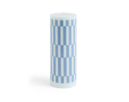 Svíčka Column Candle Large, light blue and dusty blue check